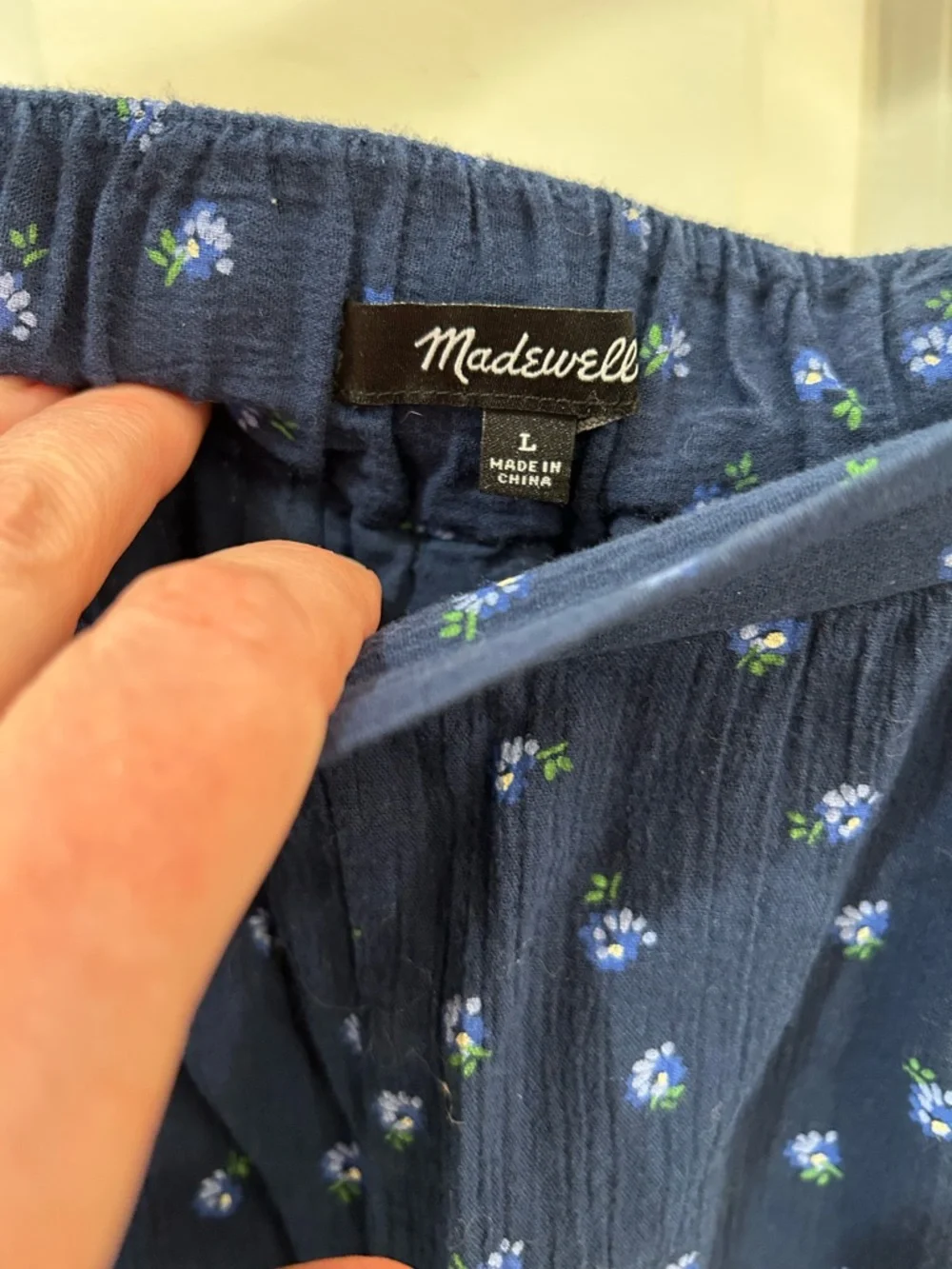 Sold Madewell Matching Set Cotton Blue Floral Smocked Crop Top Maxi Skirt Large - Picture 9 of 16